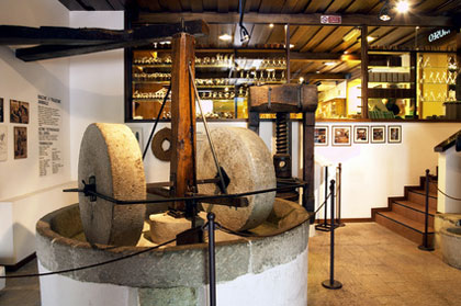 Ölmühle im Olivenöl Museum Cisano