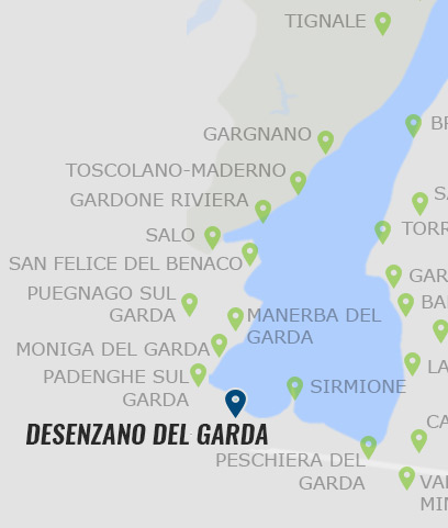 Desenzano del Garda am Gardasee auf der Gardasee Karte Desenzano del Garda am Gardasee - Karte