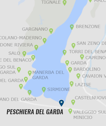Peschiera del Garda am Gardasee auf der Gardasee Karte Peschiera del Garda am Gardasee - Karte
