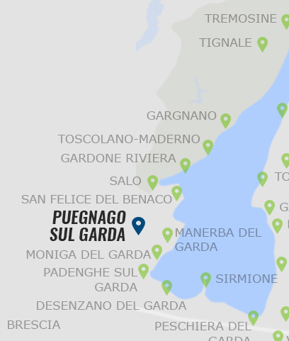 Puegnago sul Garda am Gardasee auf der Gardasee Karte Puegnago sul Garda am Gardasee - Karte