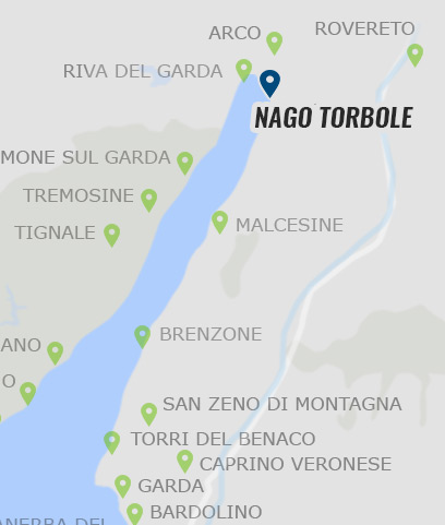 Nago Torbole am Gardasee auf der Gardasee Karte Nago Torbole am Gardasee - Karte